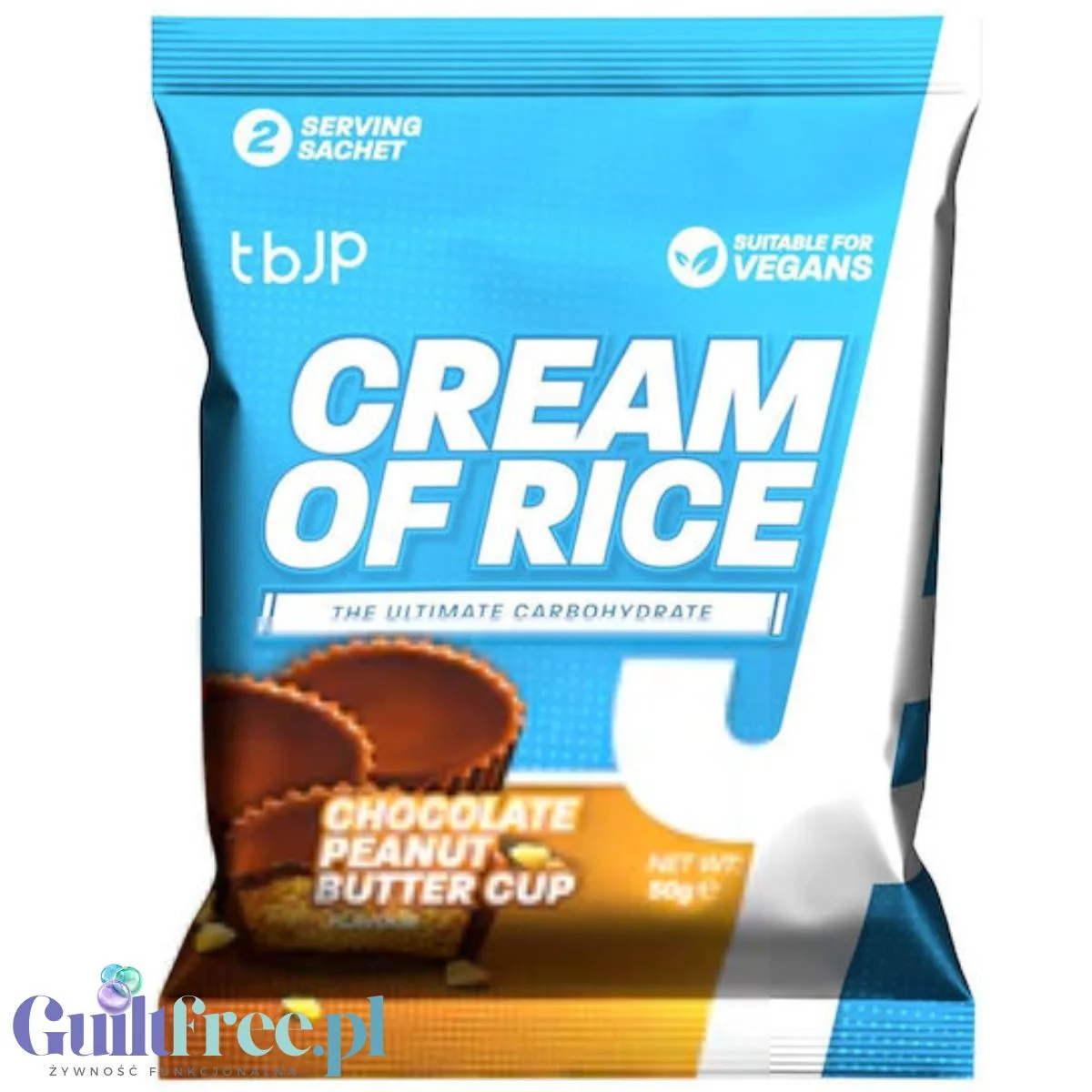TBJP Cream of Rice, Chocolate Peanut Butter Cup 50g - kleik ryżowy bez cukru, regeneracyjny posiłek treningowy