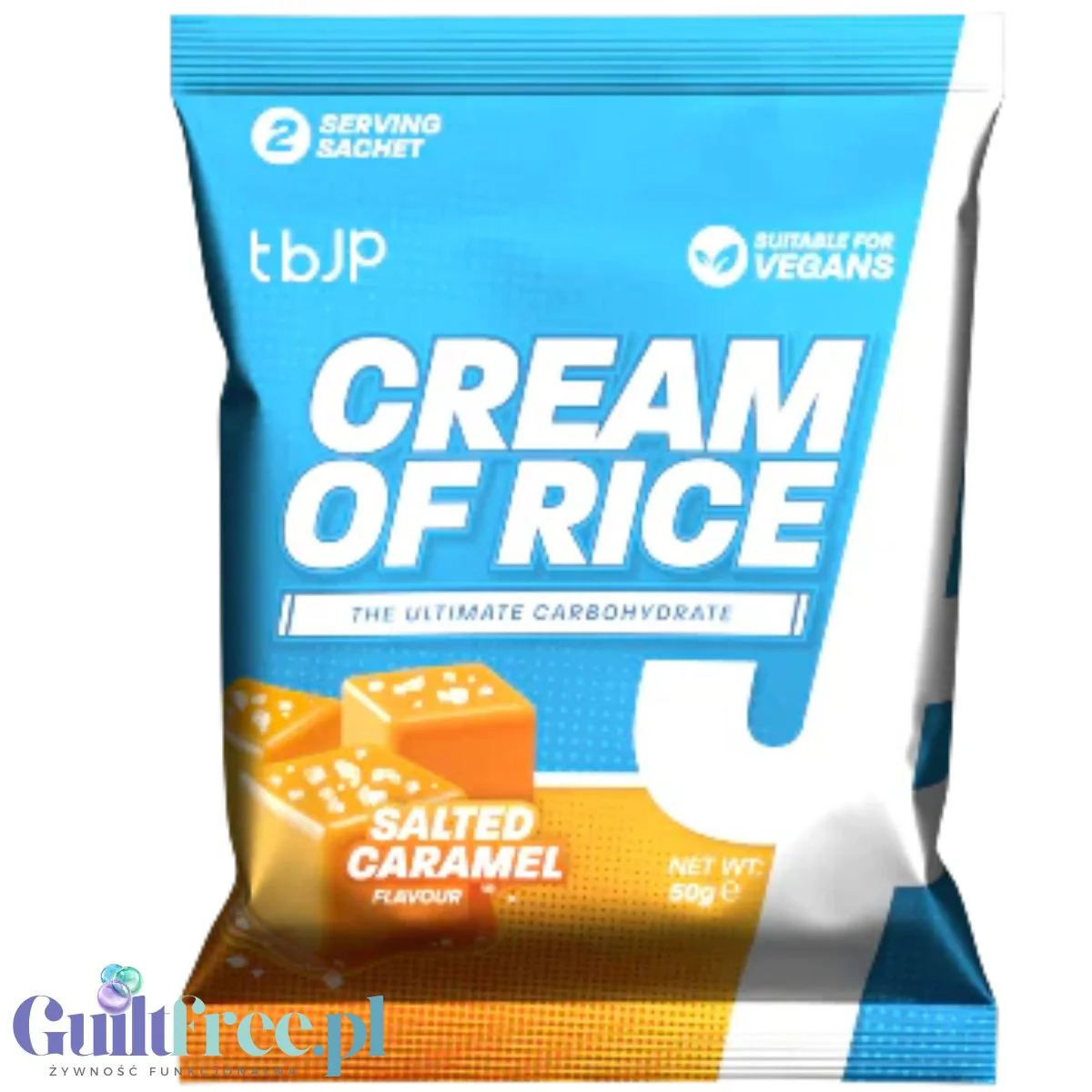 TBJP Cream of Rice, Salted Caramel 50g - kleik ryżowy bez cukru, regeneracyjny posiłek treningowy, Solony Karmel