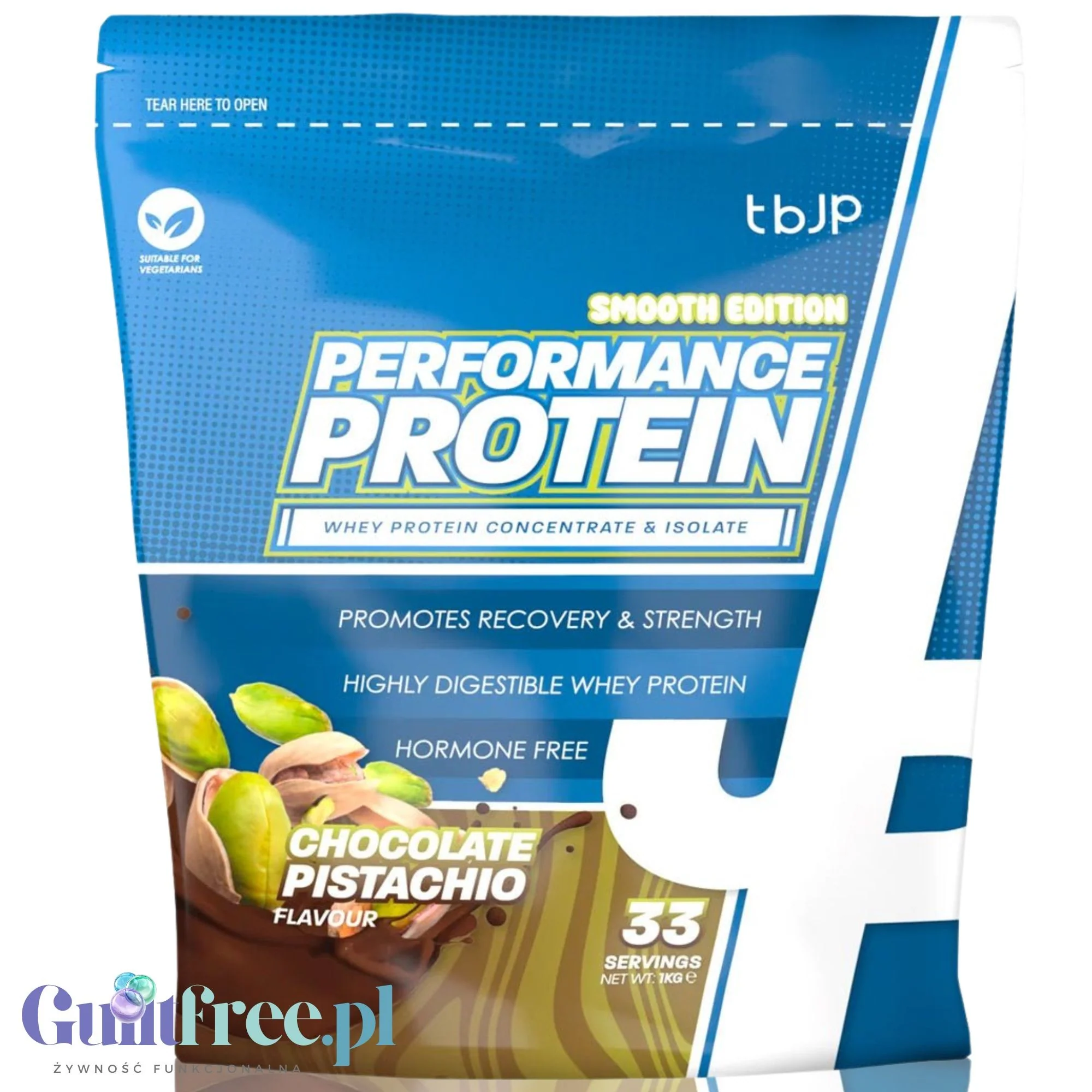 TBJP Performance Protein Whey & Isolate Chocolate Pistachio 1kg - odżywka białkowa WPC & WPI, smak Czekolada & Pistacje