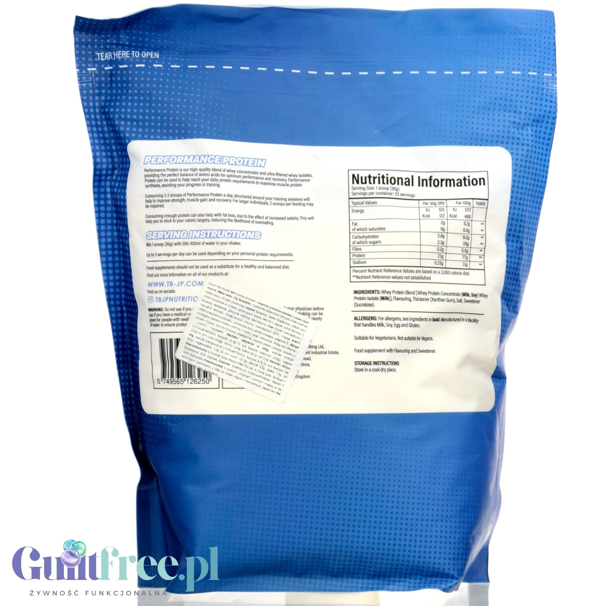 TBJP Performance Protein Whey & Isolate Chocolate Pistachio 1kg - odżywka białkowa WPC & WPI, smak Czekolada & Pistacje - Image 2