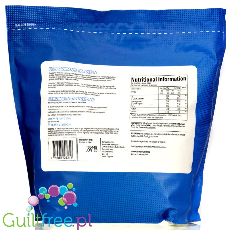 TBJP Performance Protein Whey & Isolate White Chocolate Hazelnut 2kg - odżywka białkowa WPC & WPI, smak Białe Bueno - Image 2