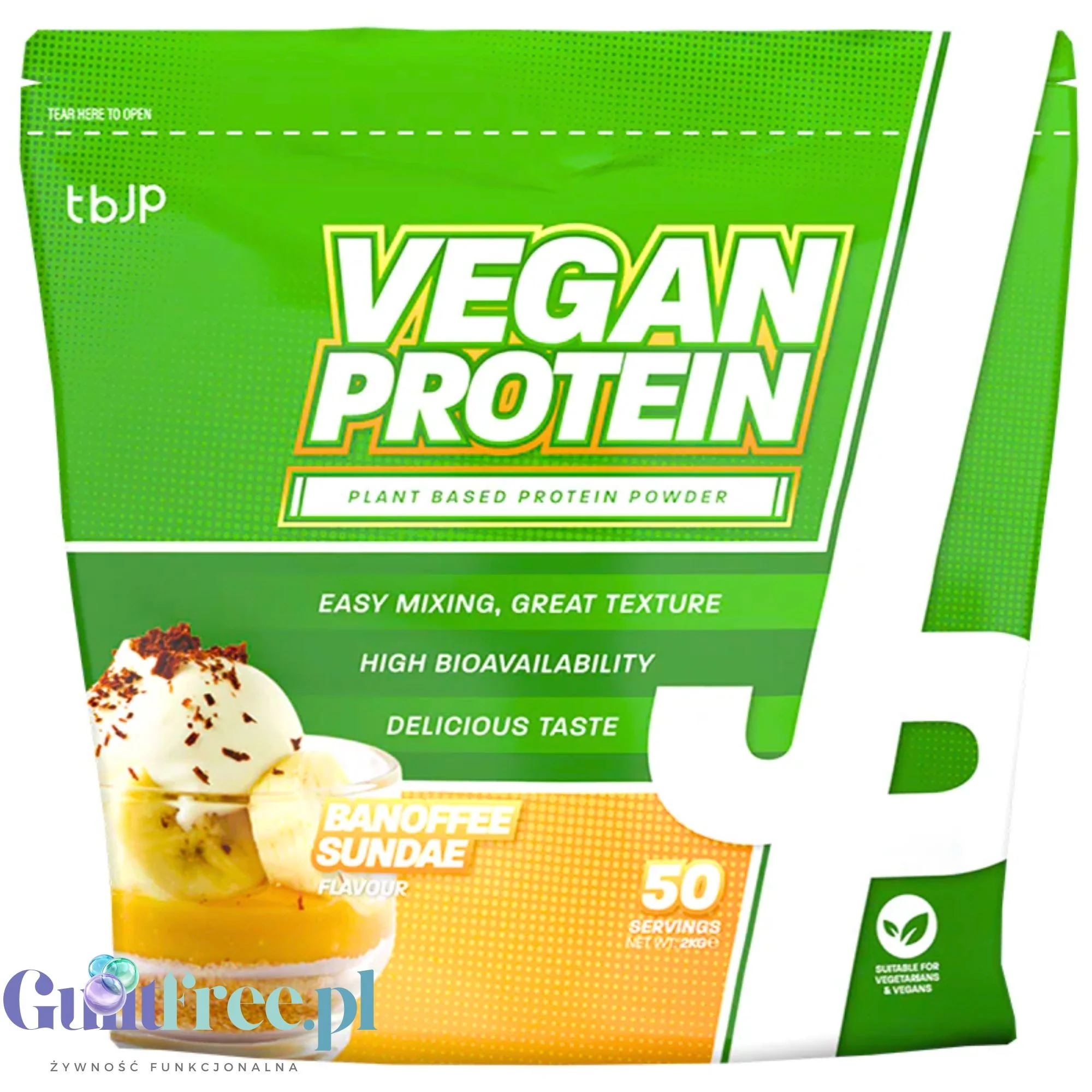 TBJP Vegan Protein Banoffee Sundae 2KG - wegańska odżywka białkowa bez cukru z witaminami i minerałami
