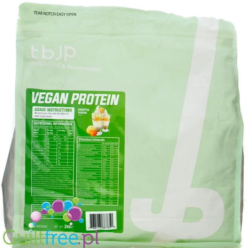 TBJP Vegan Protein Banoffee Sundae 2KG - wegańska odżywka białkowa bez cukru z witaminami i minerałami - Image 2