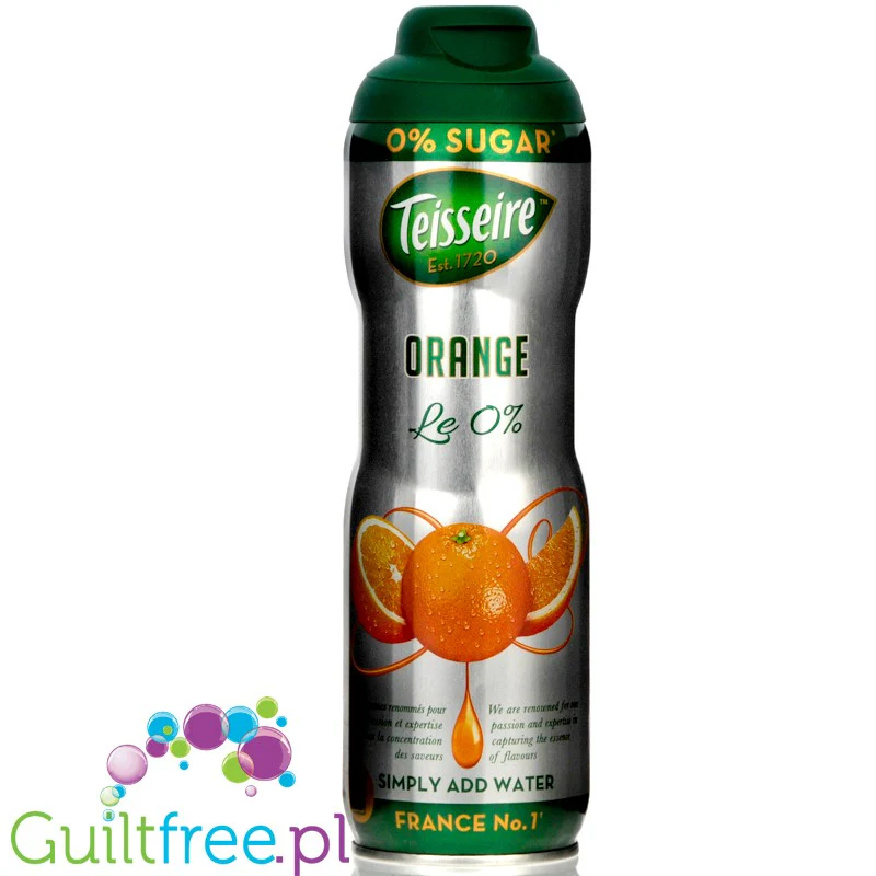 Teisseire 0% Orange - syrop bez dodatku cukru, Pomarańcza, na 4,8L napoju