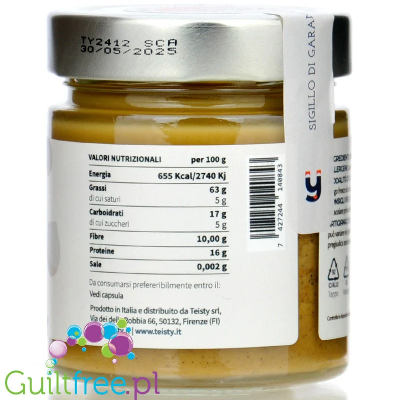 Teisty Pasta Pura Nocciola - włoski biały krem z orzechów laskowych 100% bez dodatku cukru - Image 2