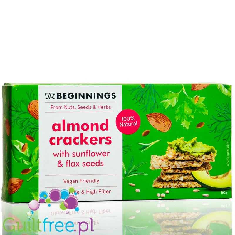 The Beginnings Almond & Seed Crackers - keto krakersy błonnikowe z migdałami i siemieniem lnianym
