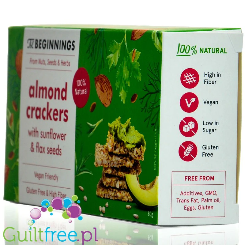 The Beginnings Almond & Seed Crackers - keto krakersy błonnikowe z migdałami i siemieniem lnianym - Image 2