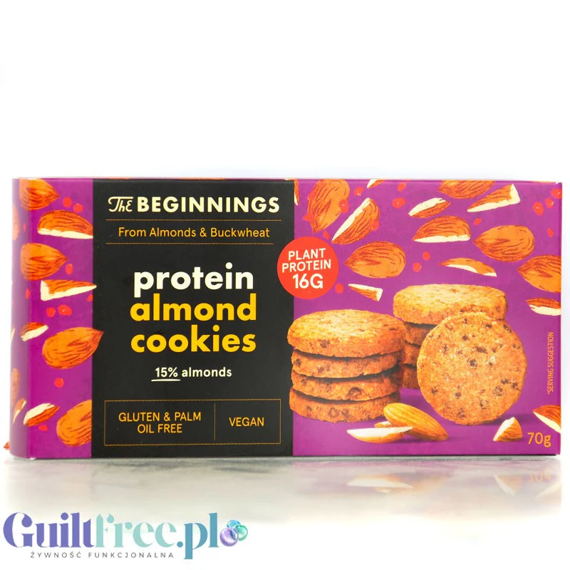 The Beginnings Protein Almond Cookies - wegańskie ciasteczka gryczano migdałowe bez glutenu i oleju palmowego