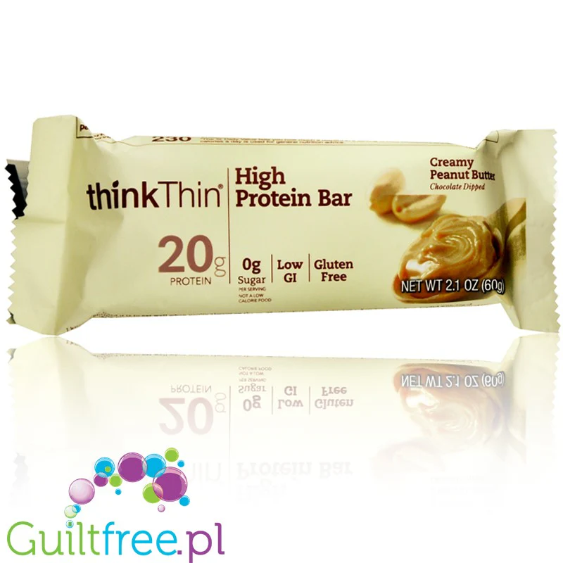 Think! Chocolate Dipped Creamy Peanut Butter - baton białkowy 20g białka & 0g cukru - Image 3