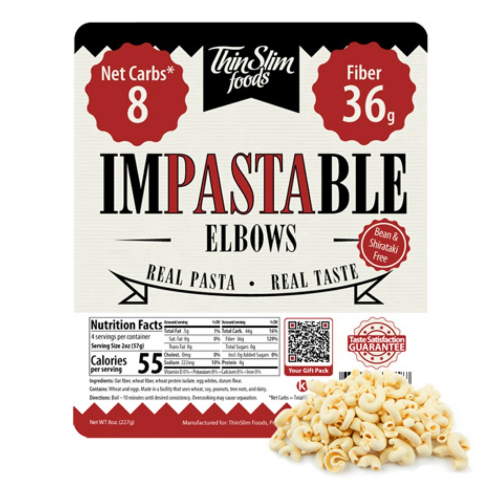 ThinSlim Foods Impastable Low Carb Pasta Elbows - ultra niskokaloryczny keto makaron 96kcal w 100g - Image 3