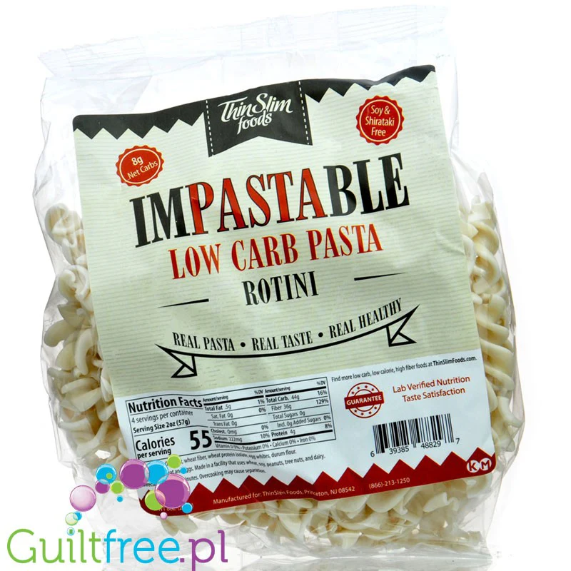 ThinSlim Foods Impastable Low Carb Pasta Rotini - ultra niskokaloryczny keto makaron 96kcal w 100g