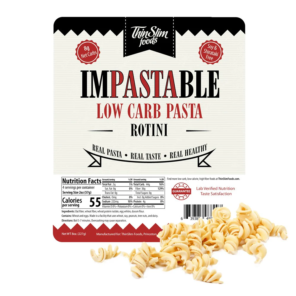 ThinSlim Foods Impastable Low Carb Pasta Rotini - ultra niskokaloryczny keto makaron 96kcal w 100g - Image 3