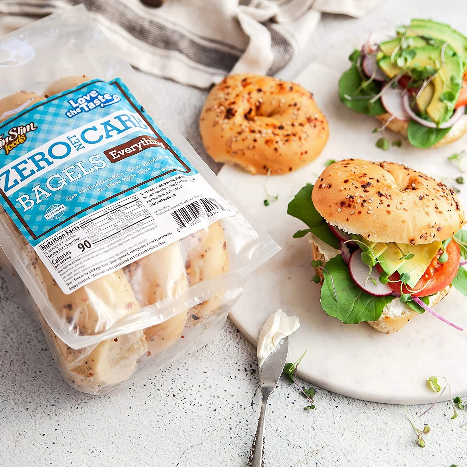 ThinSlim Zero Carb Bagels, Everything - proteinowe bajgle bezwęglowodanowe z ziarnami i przyprawami 90kcal - Image 3