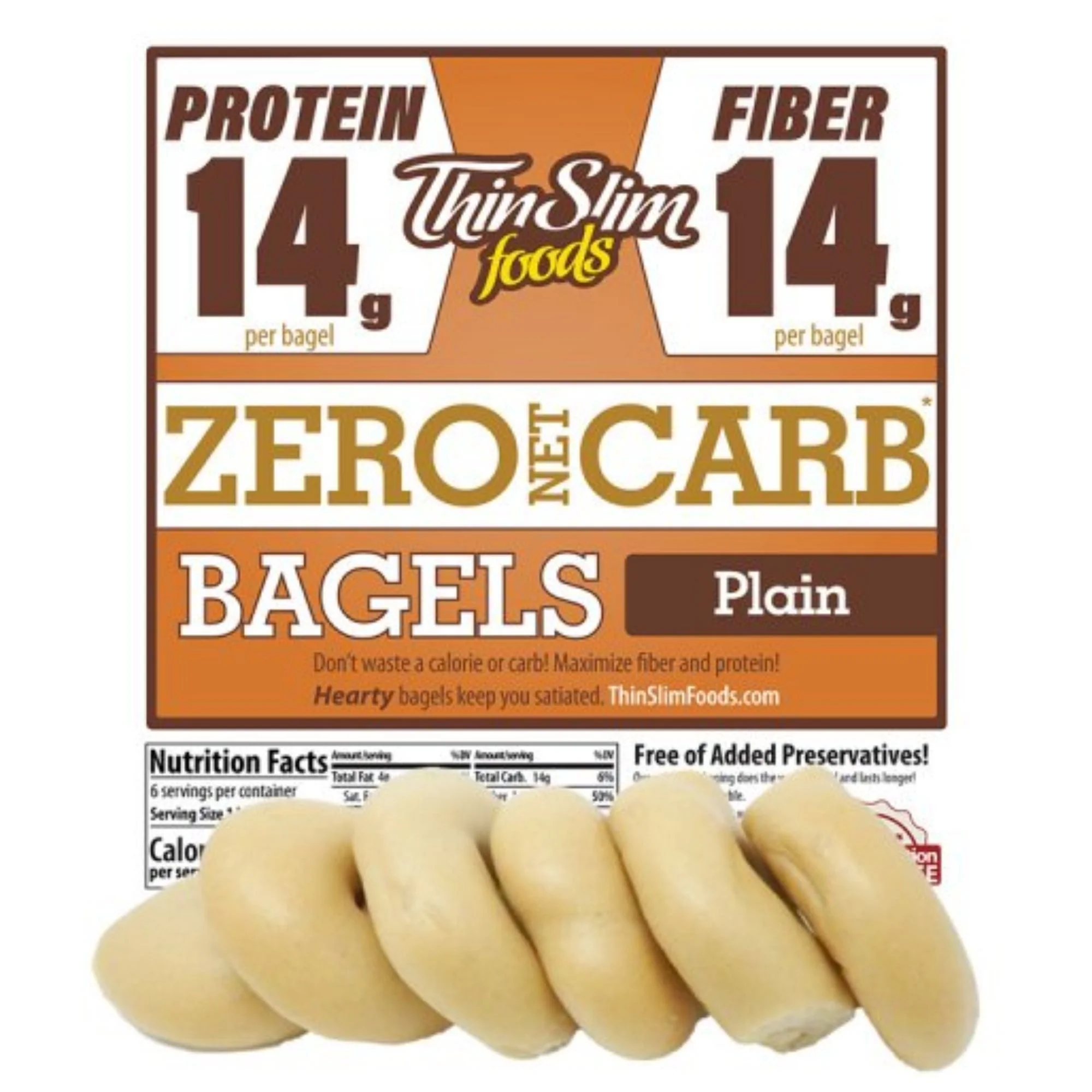 ThinSlim Zero Carb Bagels Plain - keto proteinowe bajgle bezwęglowodanowe 90kcal