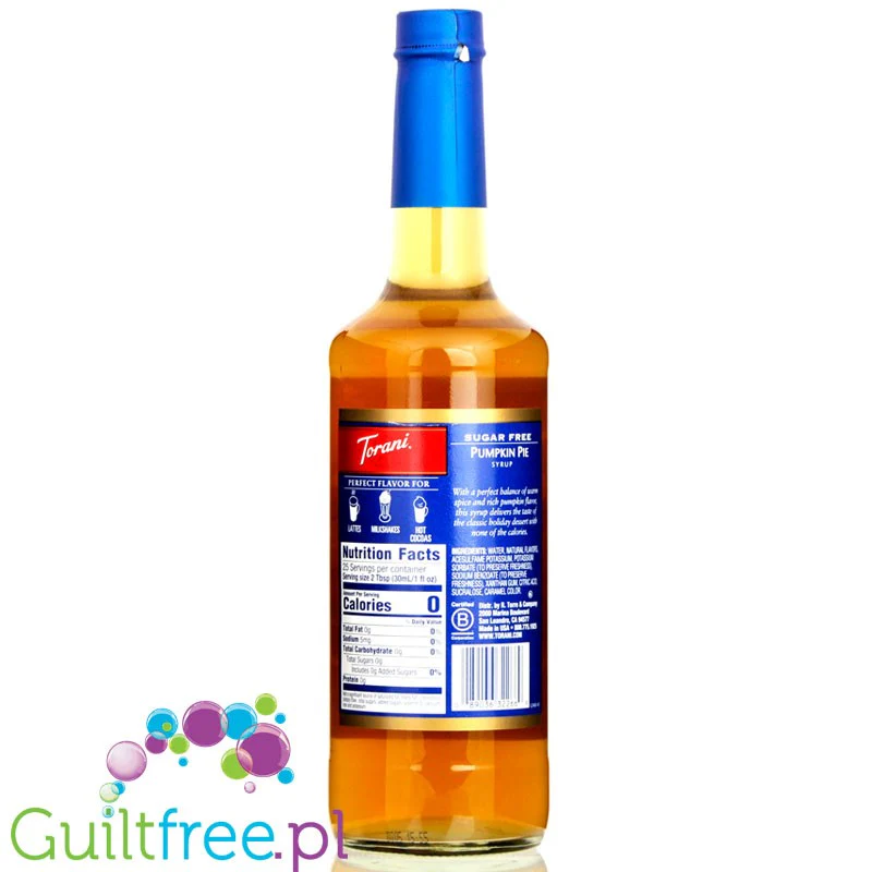 Torani Sugar Free Syrup, Pumpkin Pie 0,75L - syrop do kawy bez cukru i kalorii - Image 2