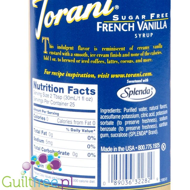 Torani French Vanilla 0,75L - syrop do kawy bez cukru i kalorii - Image 2