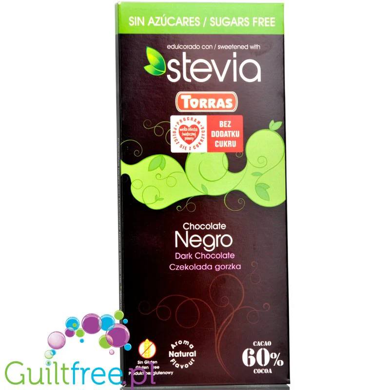 Torras Dark Stevia 60% Cocoa - gorzka czekolada bez cukru, słodzona tylko stewią i erytrolem - Image 3