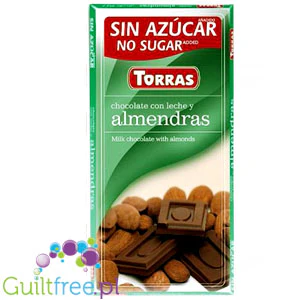 Torras Milk & Almond - mleczna czekolada z migdałami bez cukru - Image 2