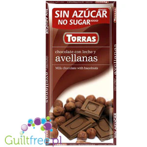 Torras Milk & Hazelnuts - mleczna czekolada z orzechami laskowymi bez cukru - Image 2