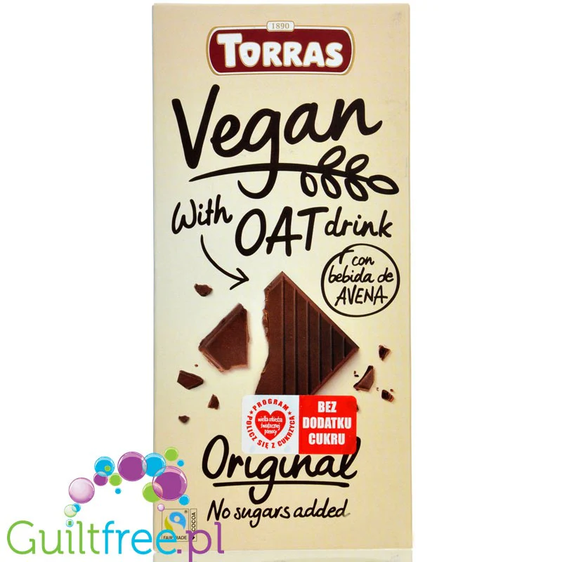 Torras Vegan Original Oat - wegańska ciemna czekolada bez dodatku cukru z ekstraktem owsianym
