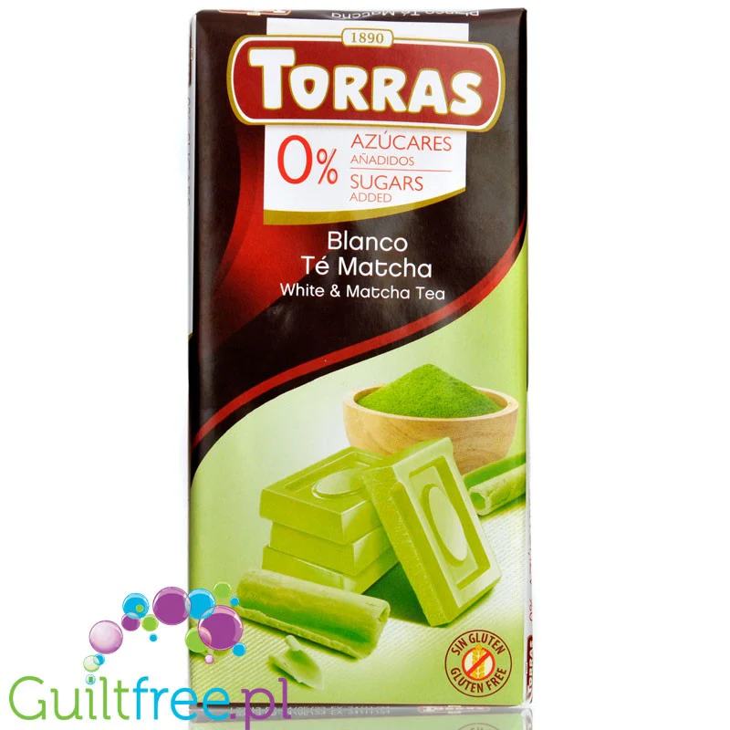 Torras White & Matcha Tea - biała czekolada z zieloną herbatą matcha bez cukru