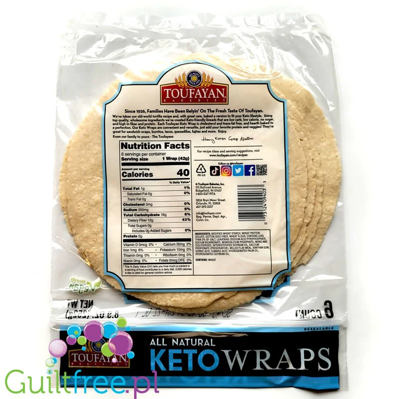 Toufayan Bakeries Keto Wraps - wrapy / tortille niskowęglowodanowe 40kcal & 12g białka - Image 2
