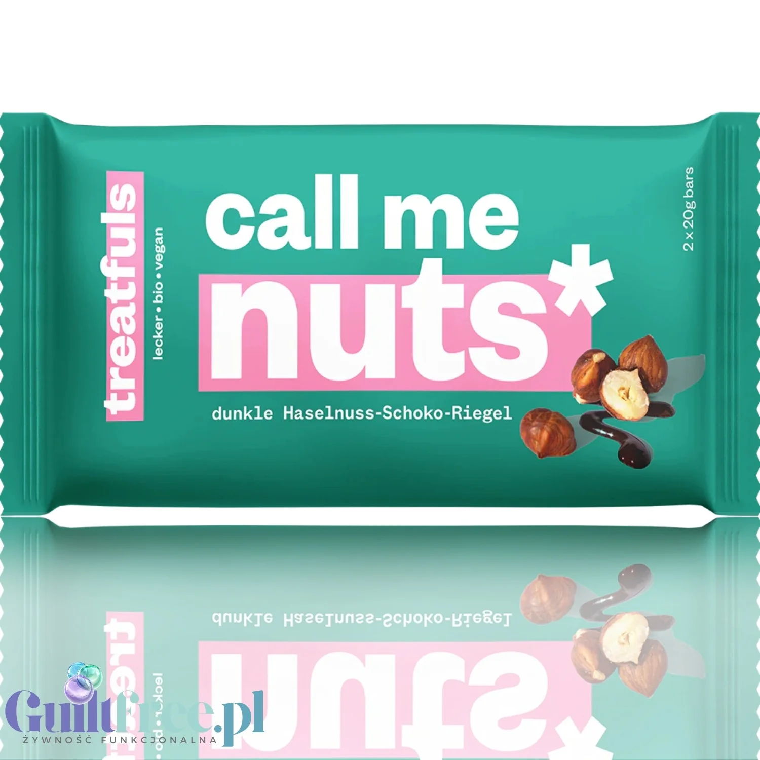 Treatfuls Call Me Nuts wegański organiczny baton z orzechów laskowych i nerkowca z gorzką czekoladą