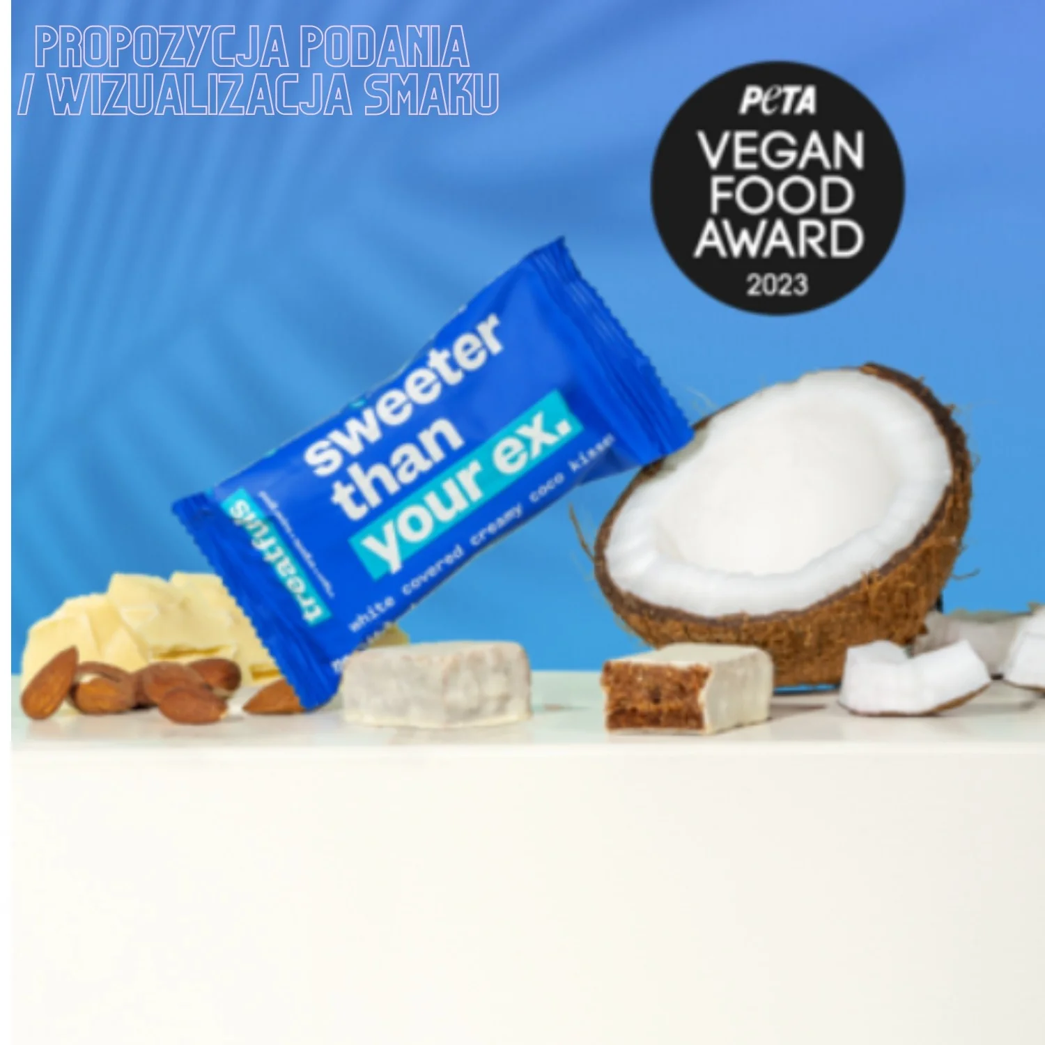 Treatfuls Sweeter Than Your Ex - wegański bio batonik z migdałami, cashew w białej 'czekoladzie' bez mleka z ksylitolem - Image 3