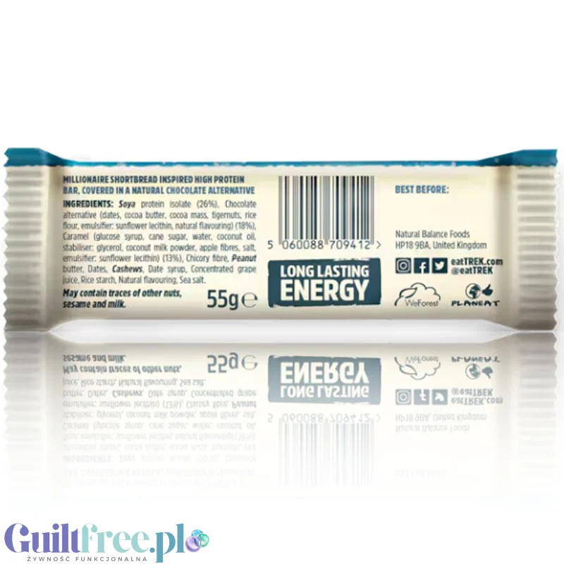 Trek Power Protein Bar Millionaire Shortbread - wegański baton proteinowy 15g białka bez słodzików - Image 4
