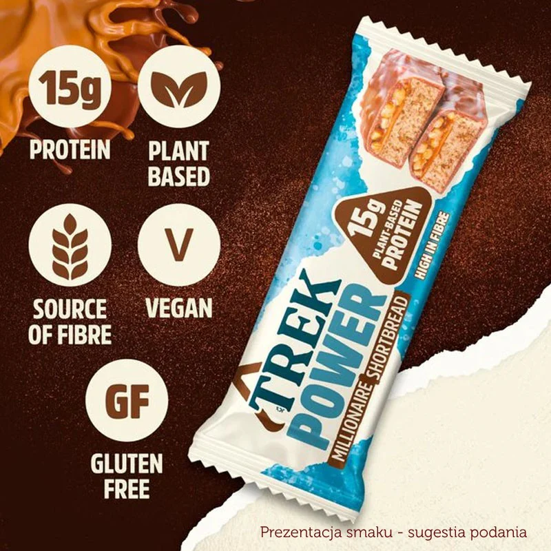 Trek Power Protein Bar Millionaire Shortbread - wegański baton proteinowy 15g białka bez słodzików - Image 6