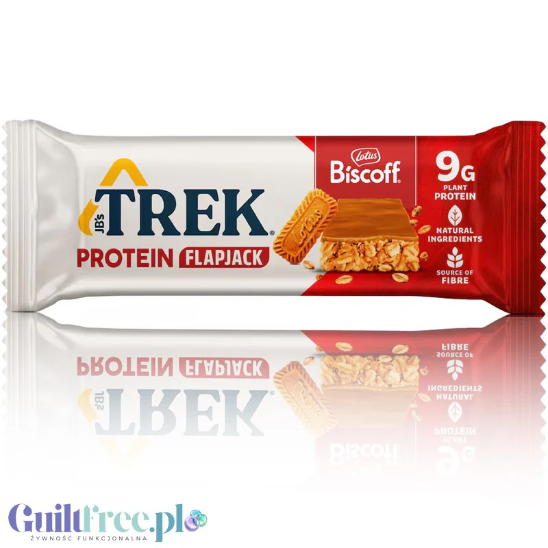 Trek Protein Flapjack Biscoff - wegański baton białkowy z ciasteczkami Lotus