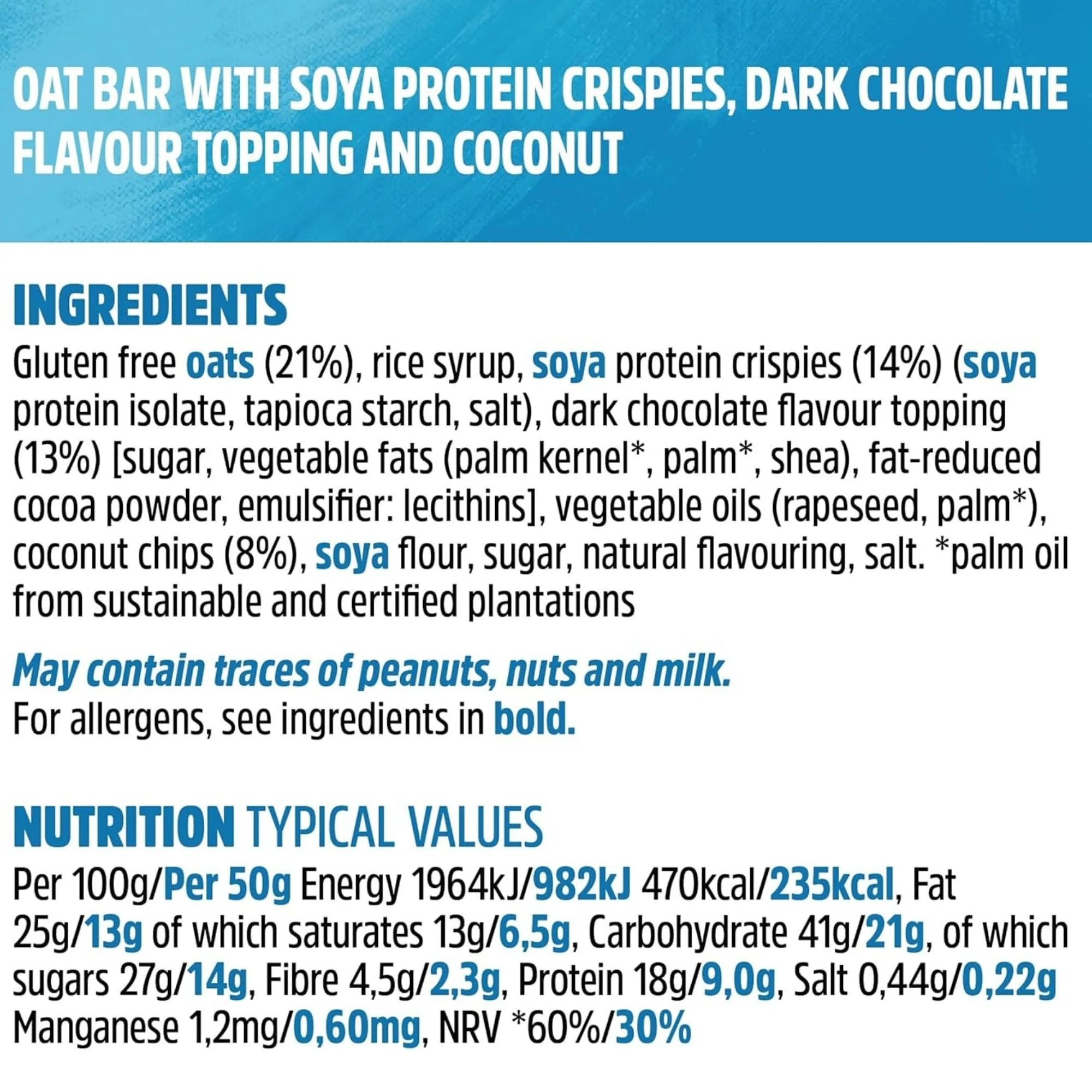 Trek Protein Flapjack Cocoa Coconut - bezglutenowy wegański baton z ciemną czekoladą 9g białka - Image 4