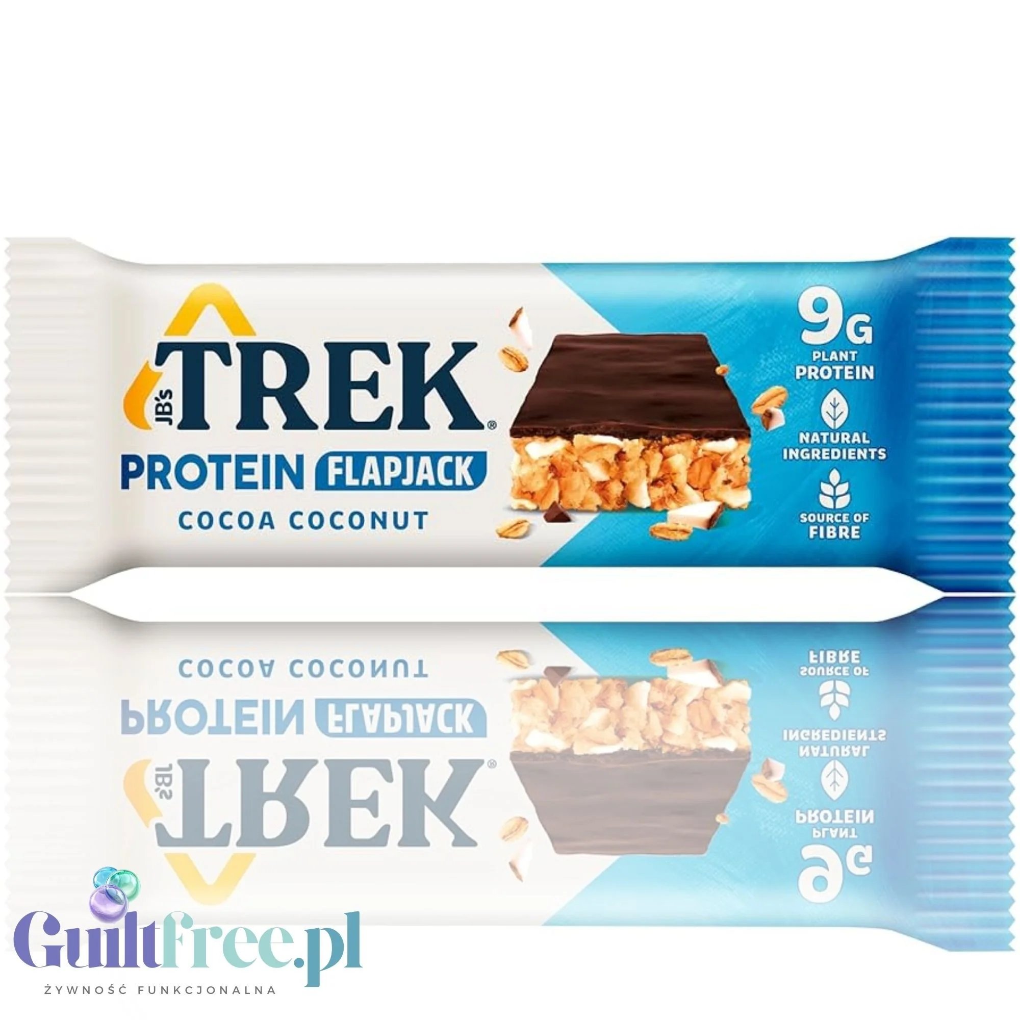 Trek Protein Flapjack Cocoa Coconut - bezglutenowy wegański baton z ciemną czekoladą 9g białka - Image 7