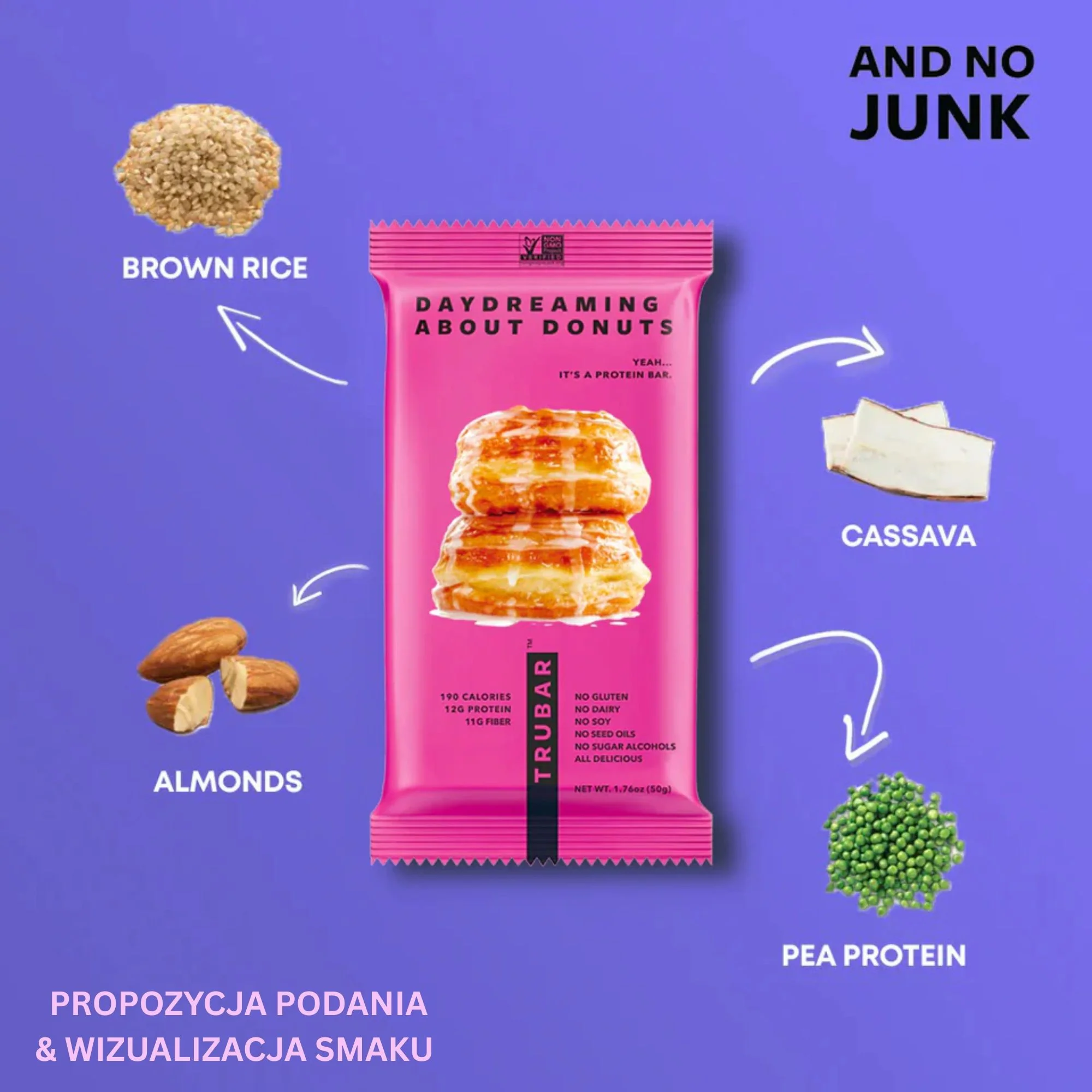 TRUBAR Daydreaming About Donuts - wegański baton białkowy bez soi, glutenu i słodzików - Image 7