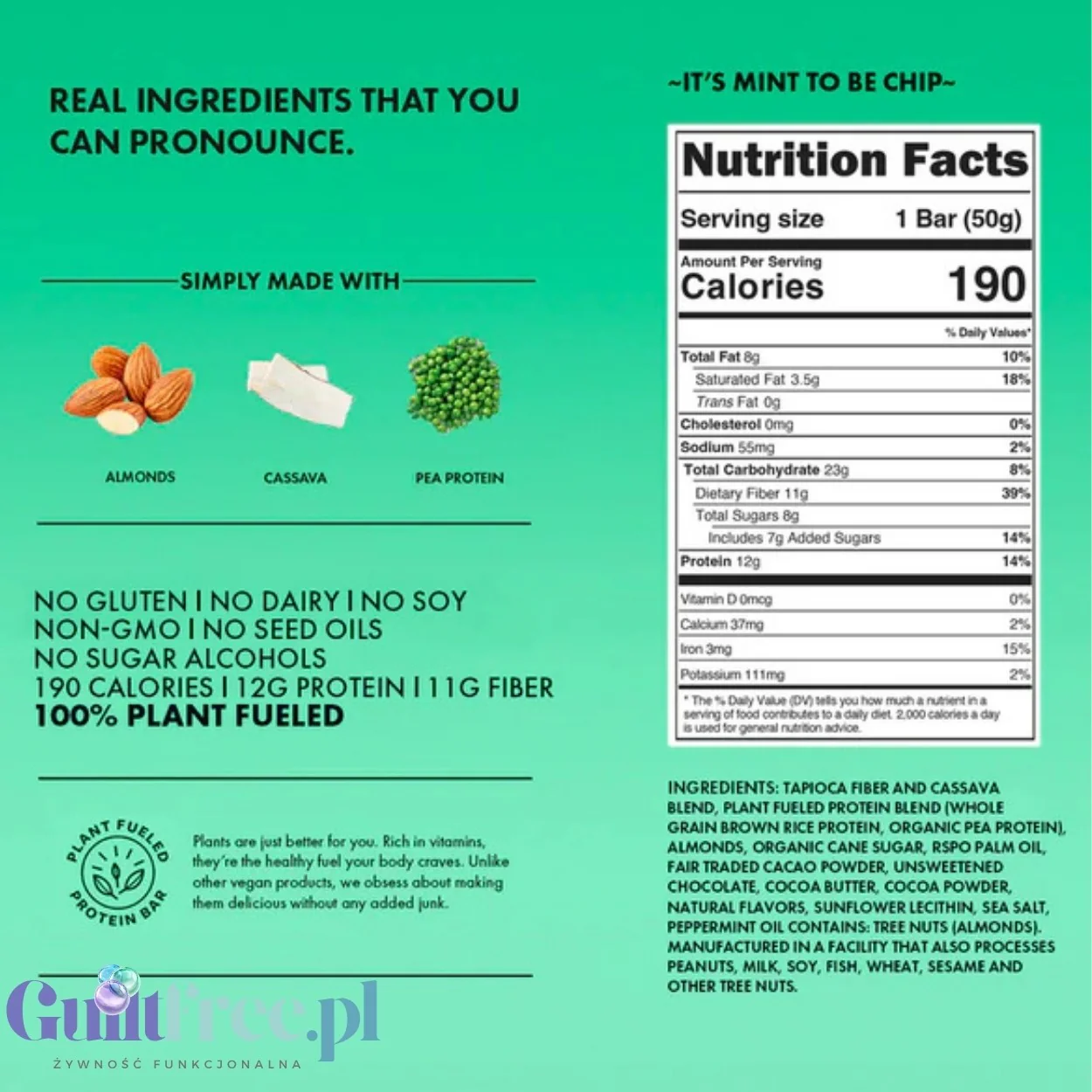 TRUBAR It's Mint to Be Chip - wegański baton proteinowy bez soi, glutenu i słodzików - Image 3