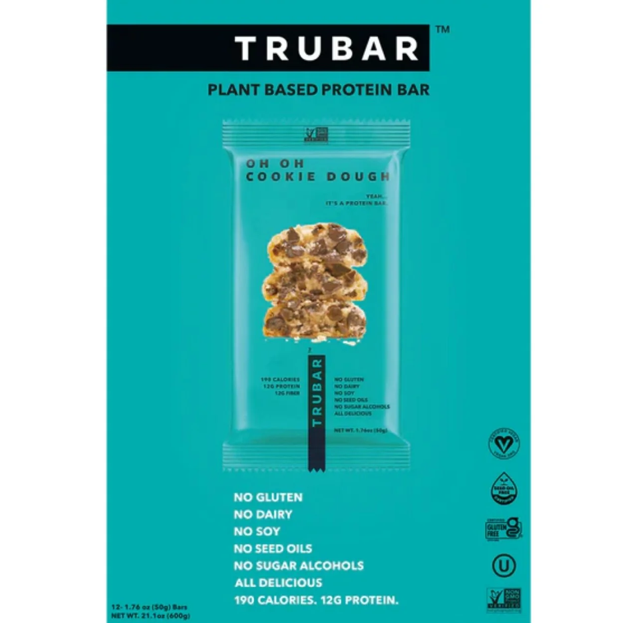 TRUBAR Oh Oh Cookie Dough - ciasteczkowy wegański baton białkowy bez glutenu, soi i słodzików - Image 5