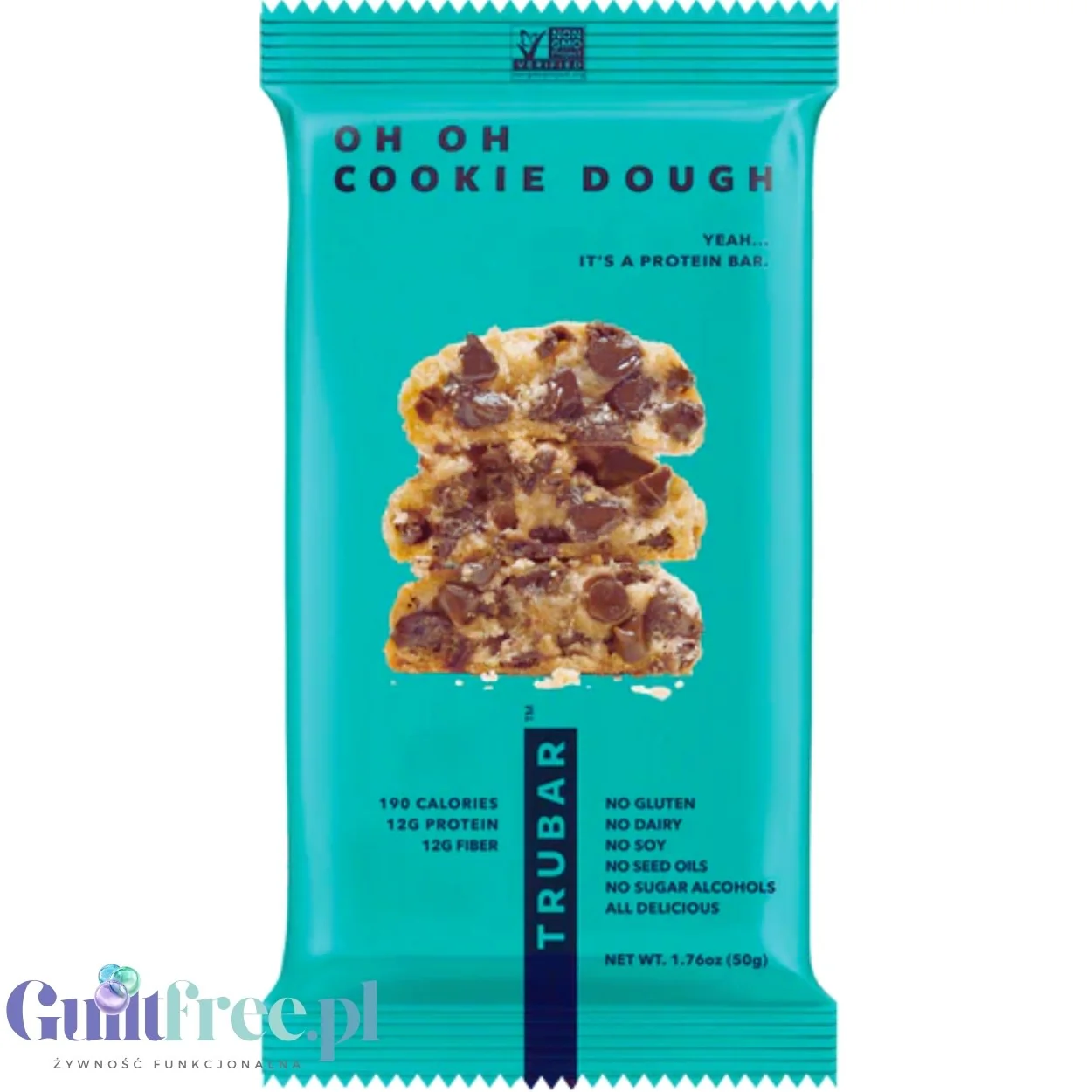 TRUBAR Oh Oh Cookie Dough - ciasteczkowy wegański baton białkowy bez glutenu, soi i słodzików - Image 8