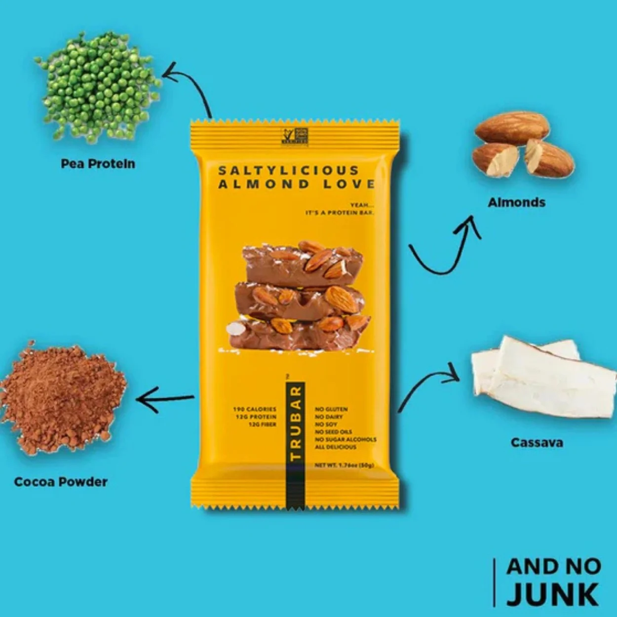 TRUBAR Saltylicious Almond Love - wegański baton proteinowy bez soi, glutenu i słodzików - Image 7