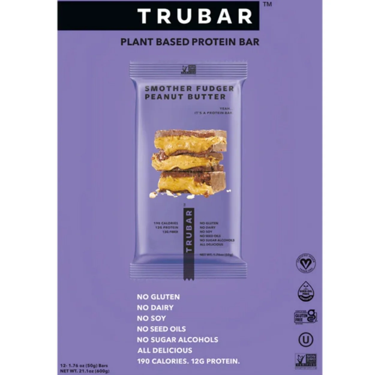 TRUBAR Smother Fudger Peanut Butter - wegański baton białkowy bez glutenu soi i słodzików - Image 4