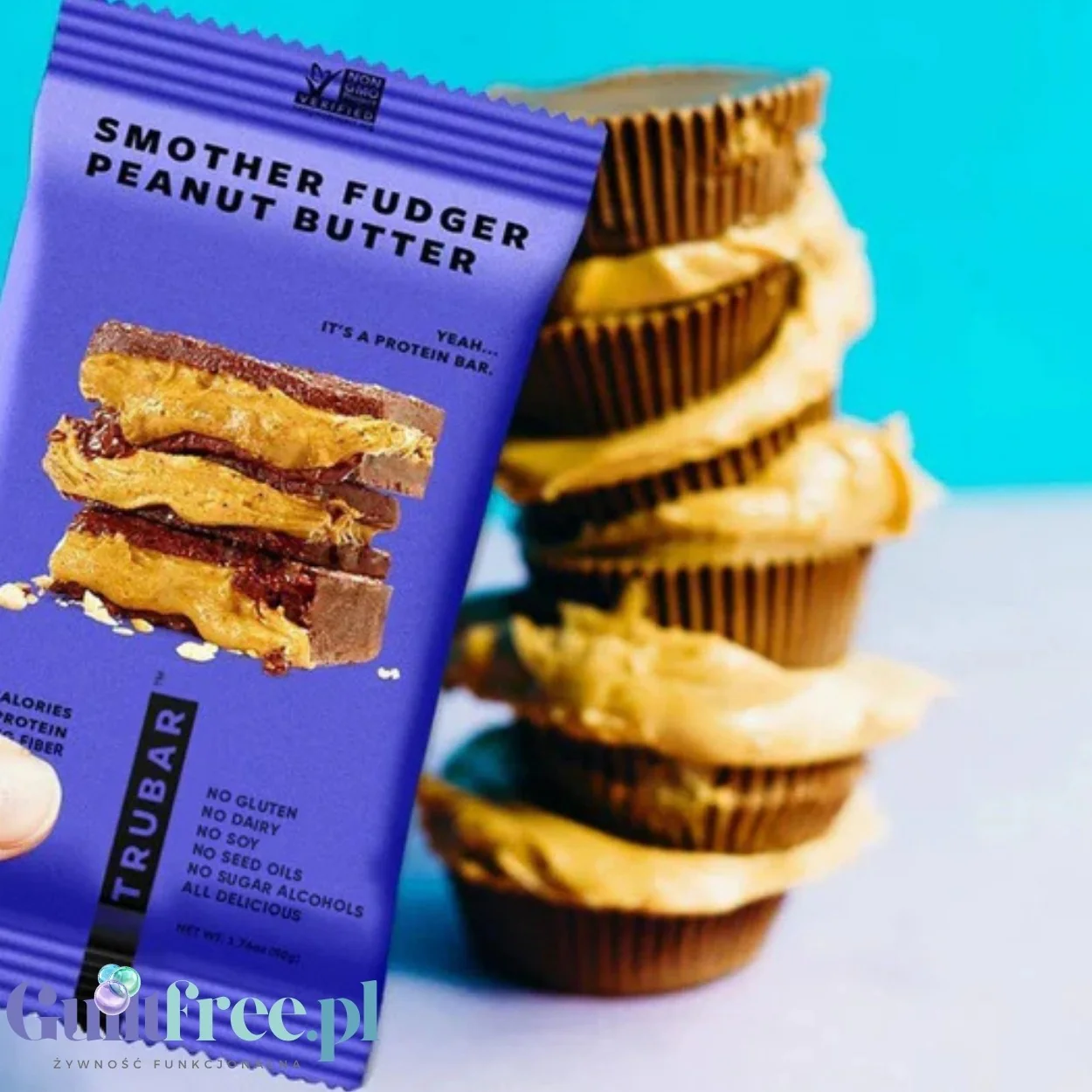 TRUBAR Smother Fudger Peanut Butter - wegański baton białkowy bez glutenu soi i słodzików - Image 6