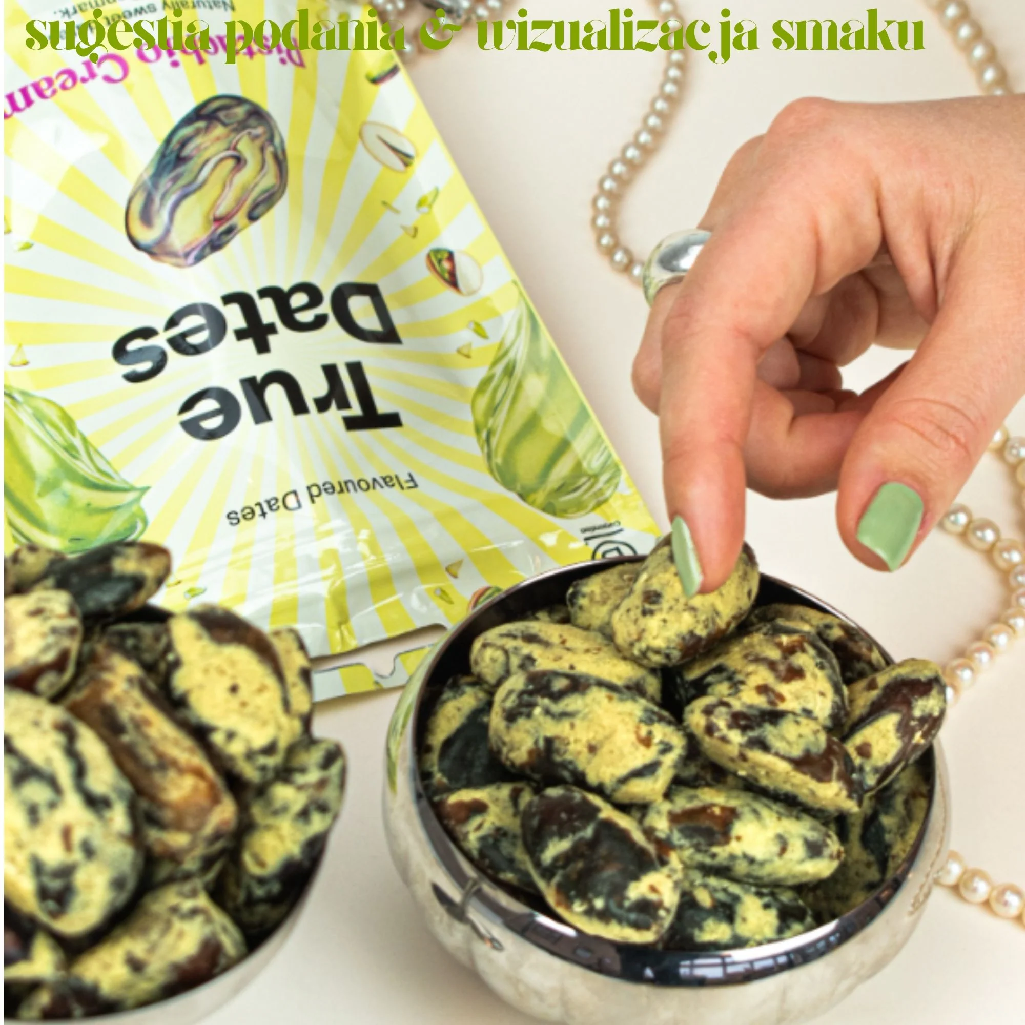 True Dates Pistachio Cream - daktyle nadziewane kremem pistacjowym bez dodatku cukru - Image 3
