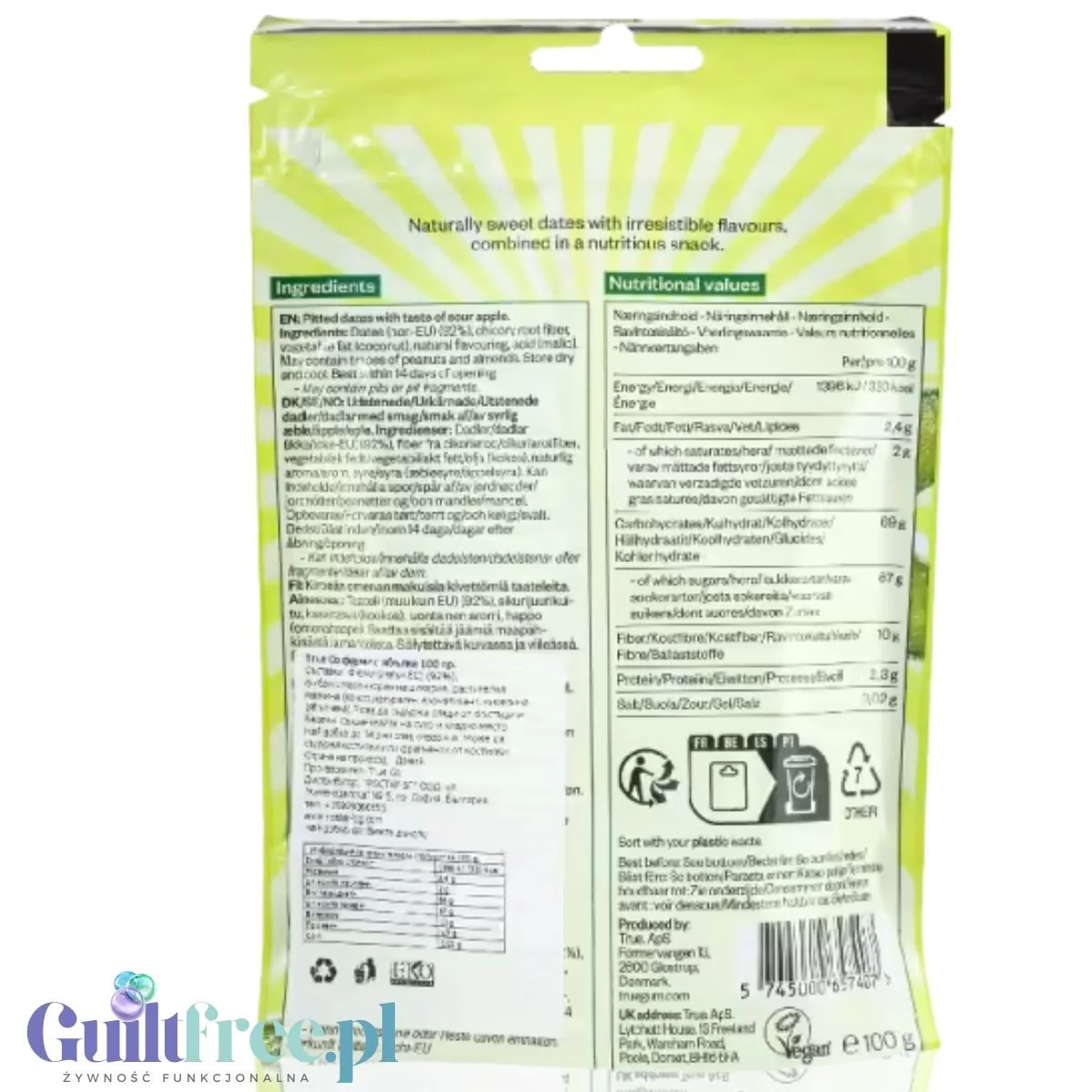 True Dates Sour Apple - naturalne daktyle bez dodatku cukru o smaku kwaśnego jabłka - Image 3