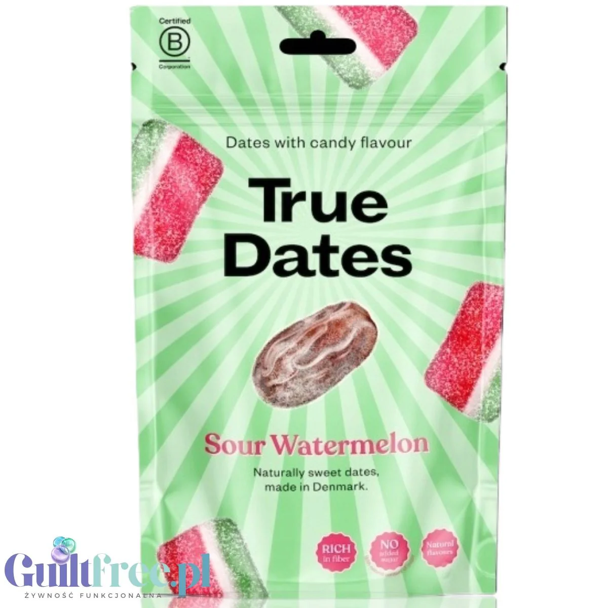 True Dates Sour Watermelon - naturalne daktyle bez dodatku cukru o smaku kwaśnego arbuza