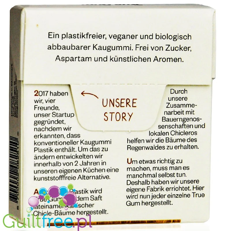 True Gum Liquorice & Eucalyptus - wegańska bio guma do żucia bez cukru i plastiku ze stewią i ksylitolem - Image 3