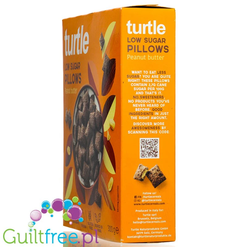 Turtle Low Sugar Peanut Butter Pillows - poduszki zbożowe z masłem orzechowym niska zawartość cukrów bezglutenowe BIO 300g - Image 2