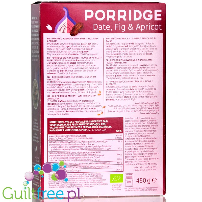 Turtle Porridge Date, Fig & Apricot - organiczna owsianka bez dodatku cukru - Image 3