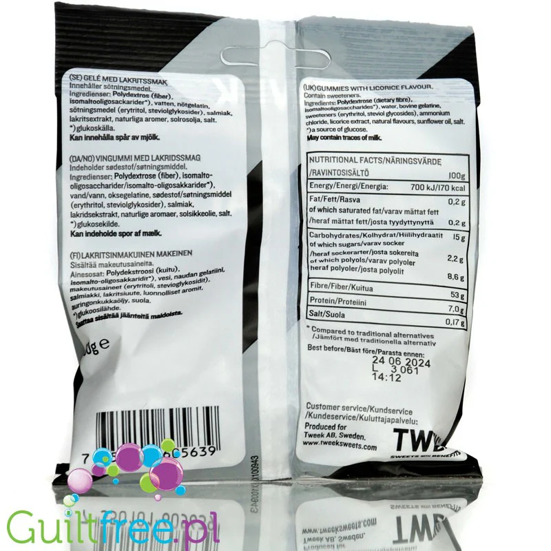 TWEEK Salty Salute Licorice Gummies - błonnikowe słone żelki lukrecjowe bez dodatku cukru 45% mniej kcal - Image 2