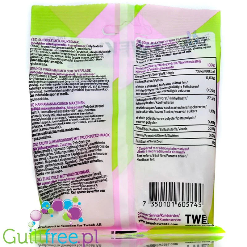 TWEEK Very Vegan Sour Gummies - wegańskie kwaśne żelki owocowe bez cukru 45% mniej kcal - Image 2
