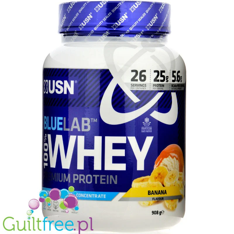 USN Blue Lab Whey Banana 0,9kg - odżywka białkowa WPI, WPC, WPH z Tolerase  L