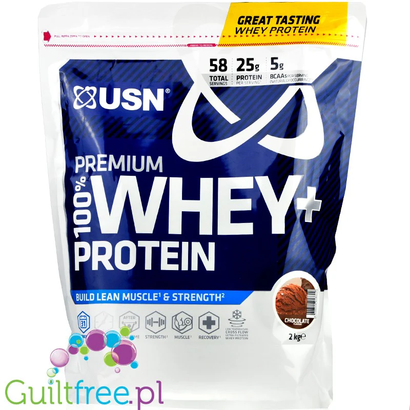 USN Whey Premium Protein Chocolate 2KG - odżywka białkowa WPI, WPH i WPC